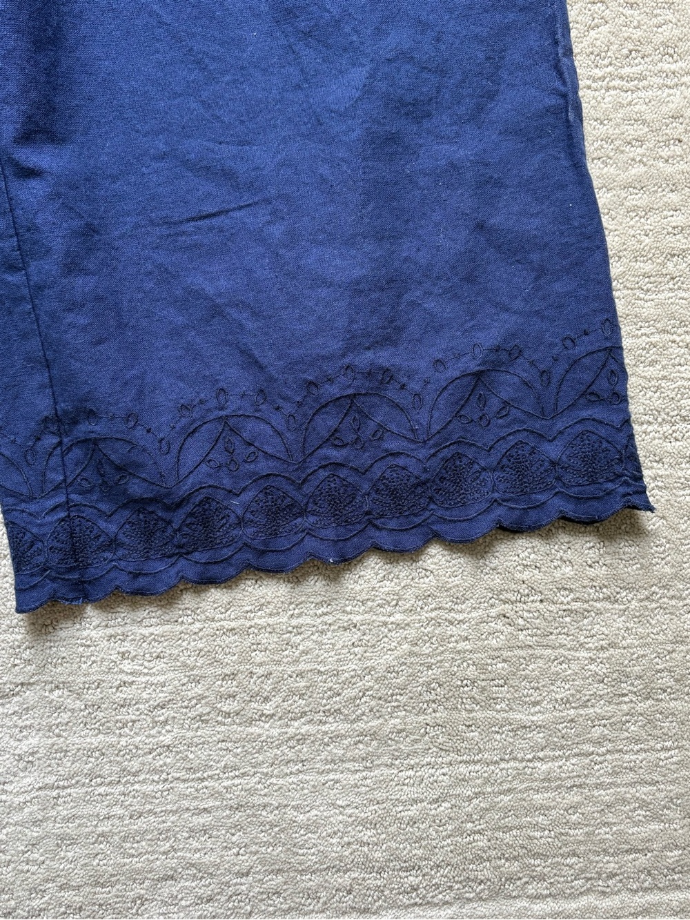 Roller Rabbit Navy Wide-Leg Drawstring Linen Pants - Picture 3 of 8